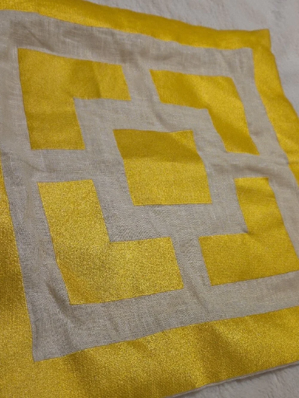 Trina Turk Palm Springs Block Gold Embroidered Pillow Case 100% linen